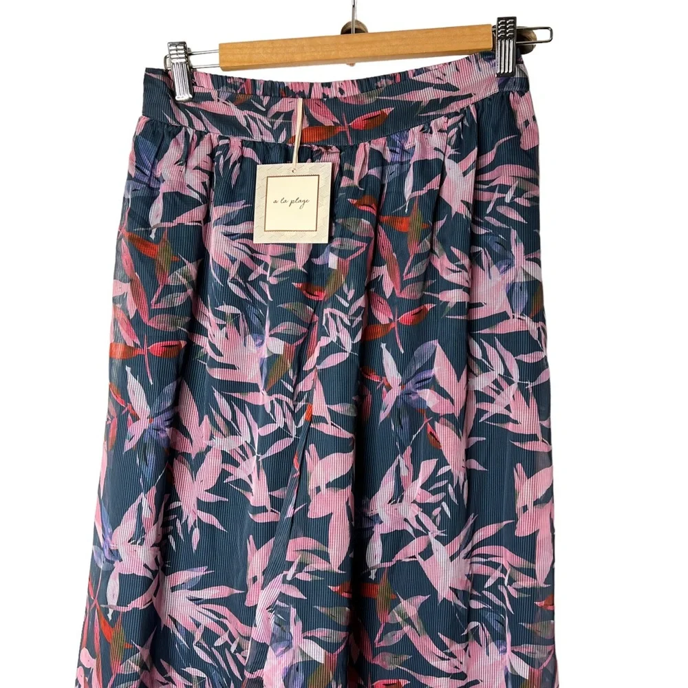 A La Plage | Floral Tropical Leaves Wide Leg Pants